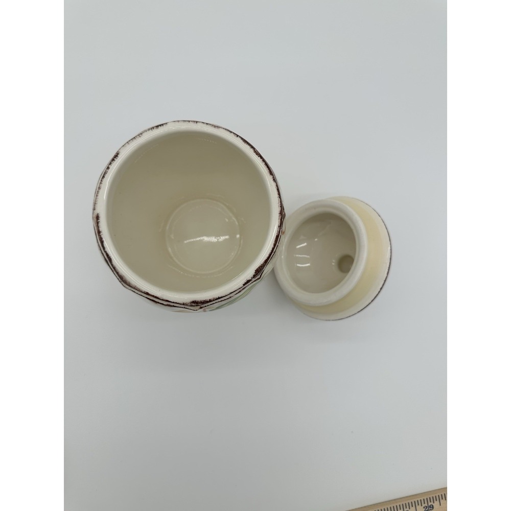 W CL Ceramic Fruit Canister Jar Lid Hand Painted Grapes Pear Apple White 8in - Picture 5 of 7